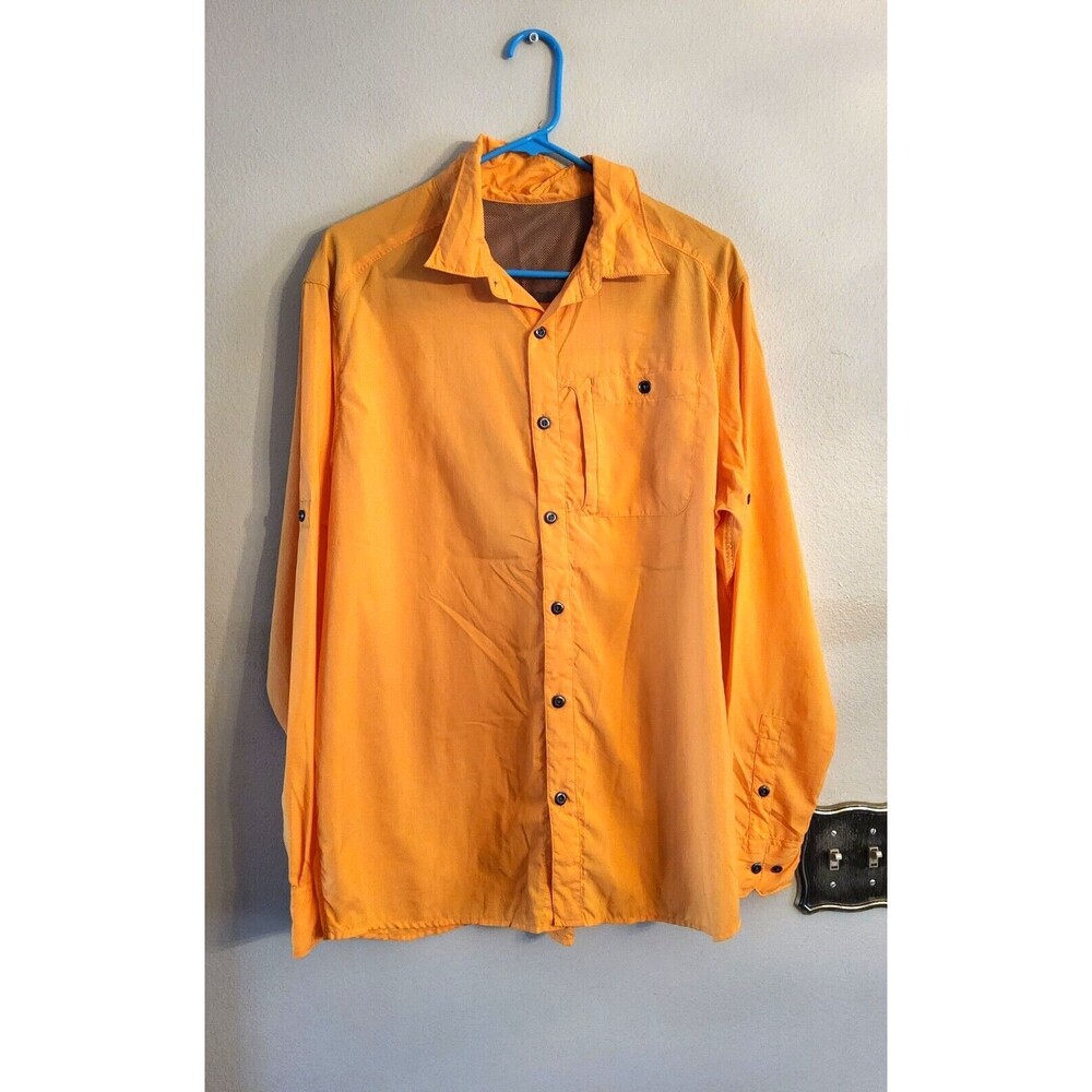 Men's Merrell Opti-Wick Button Up Long Sleeve Shirt Yellow Size XL